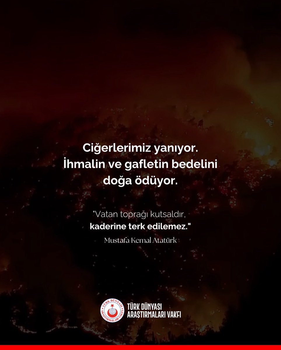 Gaflet, delalet ve hıyanet içinde ciğerlerimizi yakanlara karşı uyanık olalım. Umarız yangınlarımız tez zamanda söner.

Geçmiş olsun Türk milleti. Yüce Tanrımız yardımcımız olsun.