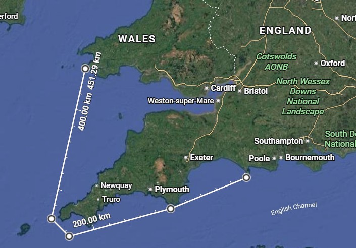 Assuming a journey at sea, a Storm Petrel ringed at Portland Bird Observatory at 02:00 yesterday, and with us at 02:45 this morning, had put in a pretty swift 450km