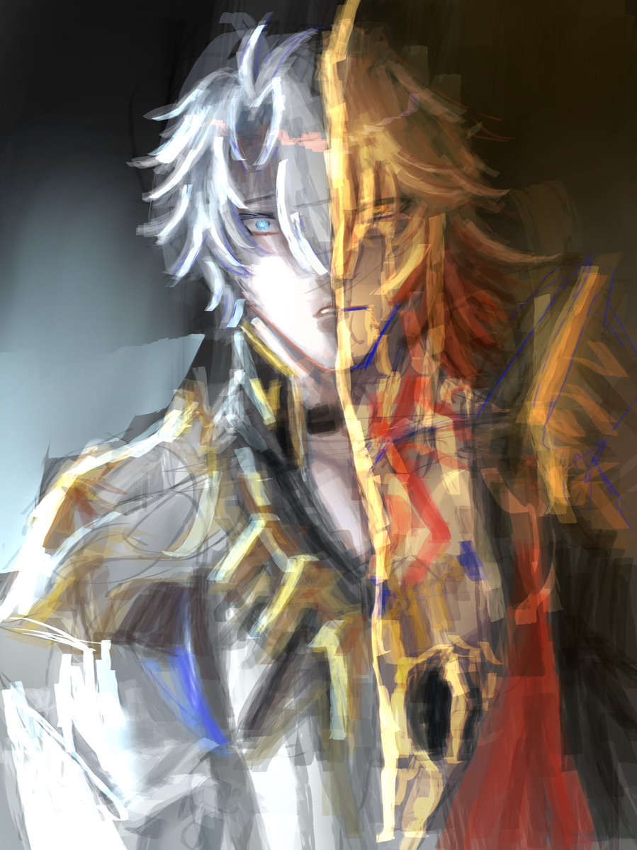 panda23456_'s tweet image. Mydei and Phainon #hsr #Fanart