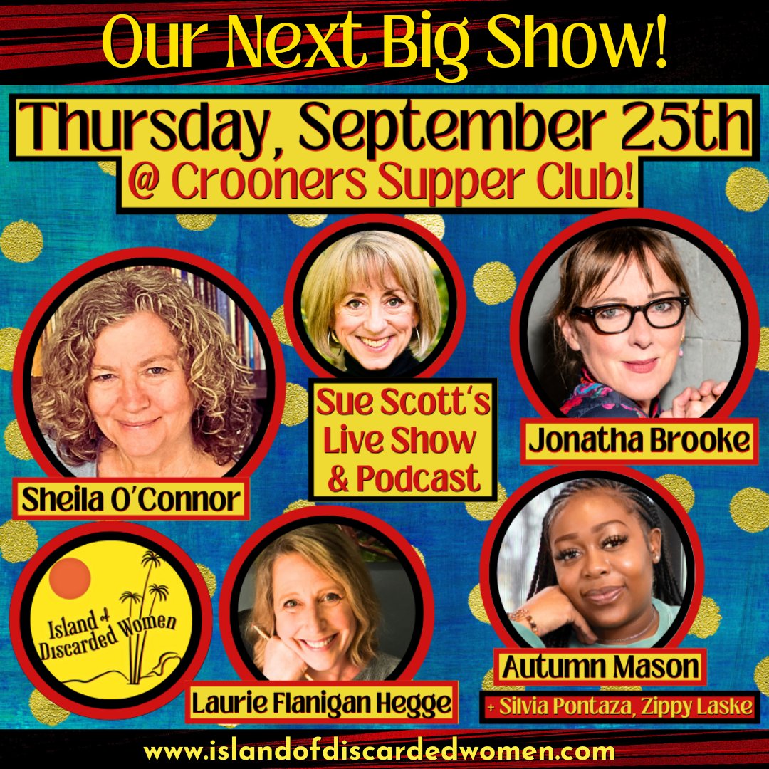 IODWPodcast's tweet image. Next Big Show at @CroonersMN! Award-winning author Sheila O'Connor! Singer/songwriter Jonatha Brooke! Playwright Laurie Flanigan Hegge! Autumn Mason with the Minnesota Prison Doula Project! Plus, Silvia Pontaza, Zippy Laske & Sue Scott!
TICKETS & Info: islandofdiscardedwomen.com