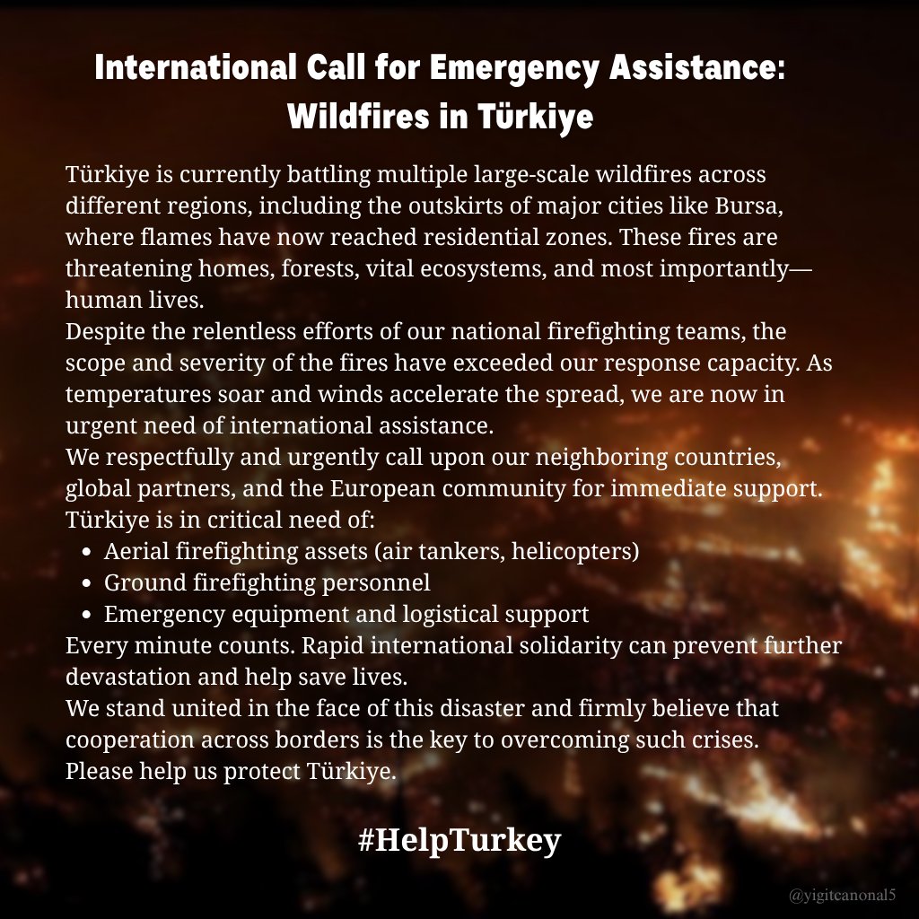 To Our Neighbors: Turkey Is Burning — It’s Time to Stand Together!  

#HelpBursa #HelpTurkey