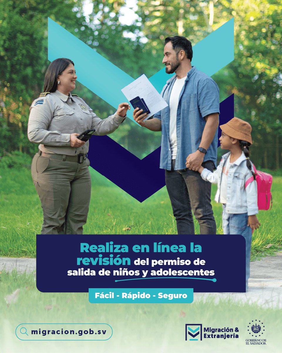 pe_equilibrium's tweet image. En estas vacaciones de agosto, disfruta sin contratiempos.
Valida en línea el permiso de salida del país de tus niños o adolescentes que viajan sin uno o ambos padres.
migracion.gob.sv/servicios/sali…