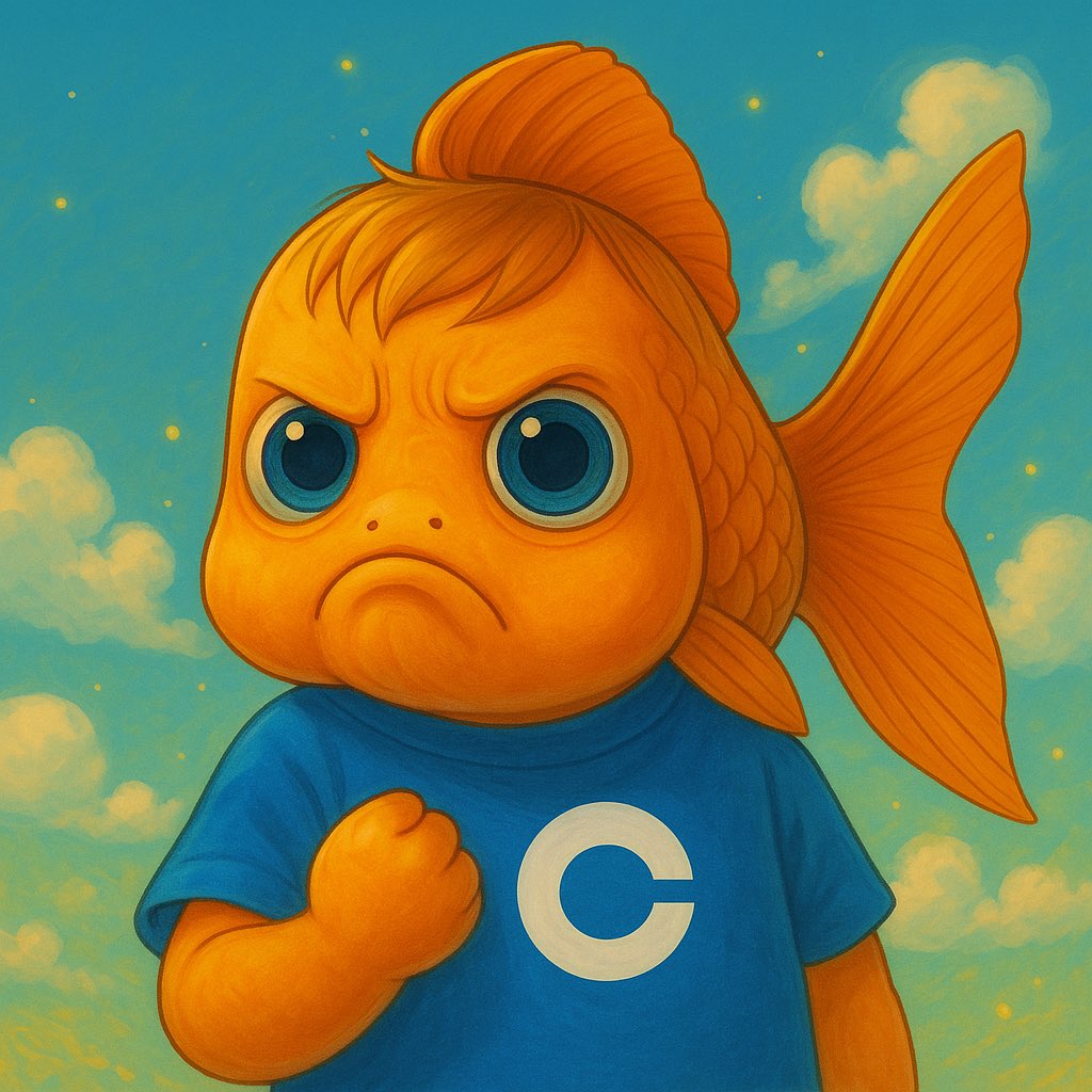 agoldfishonbase's tweet image. Elephant in the room. Someone who sniped our project at launch decided to dump around 11% today. So we’re at a discount. For sure. However, just wanted it to be known that if you look at the face below. It’s a determined goldfish. Since day one. Always been here. Always giving…