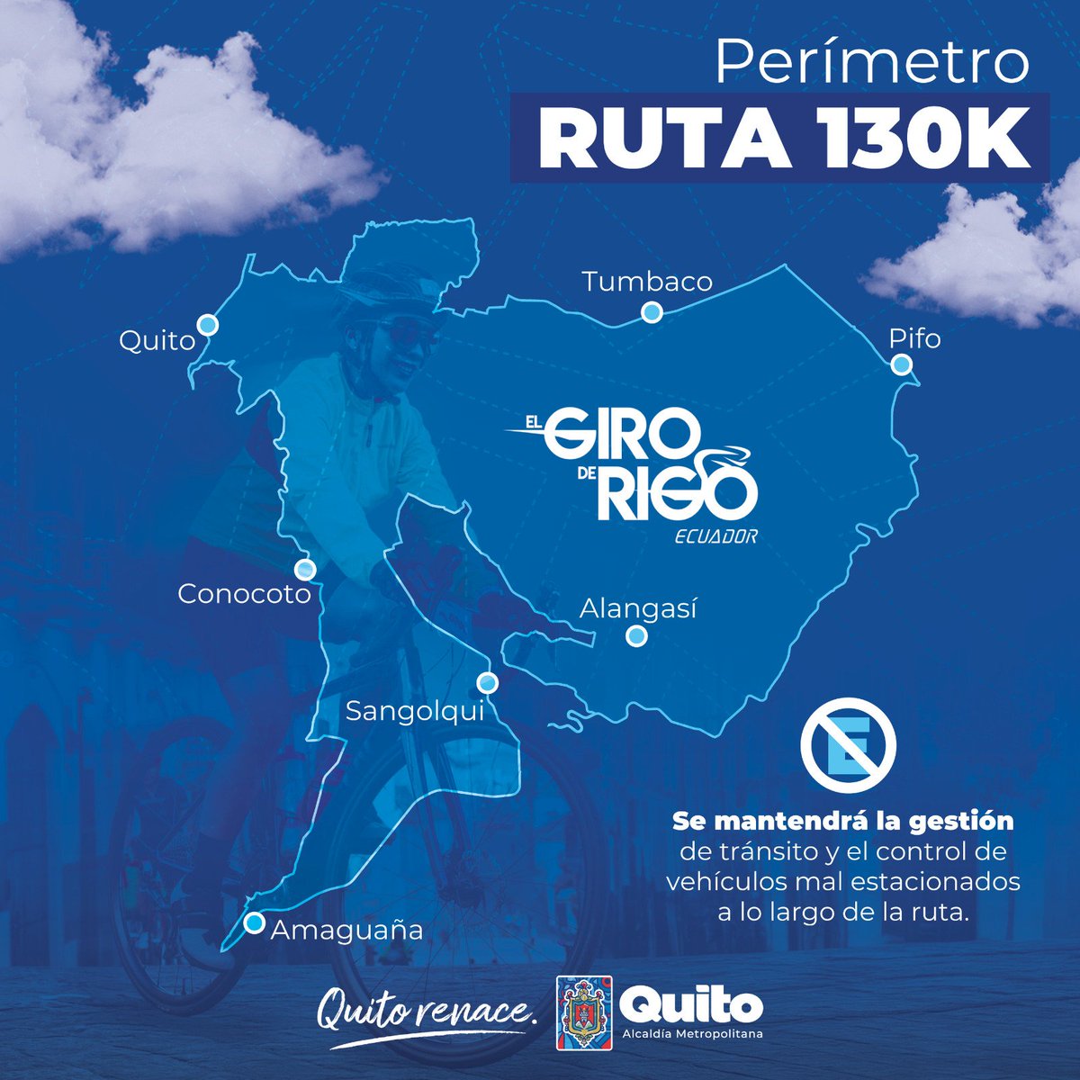 ✅#MuéveteInformado | ¡Atención!

🚴‍♂️Este domingo 27 de julio se realizará en Quito la competencia el #GirodeRigo. Estas son las tres rutas del recorrido. La AMT desarrolla un plan operativo para la movilidad.

🚧 Revisa los cierres viales bit.ly/4f3X7JN 
 
 #QuitoRenace