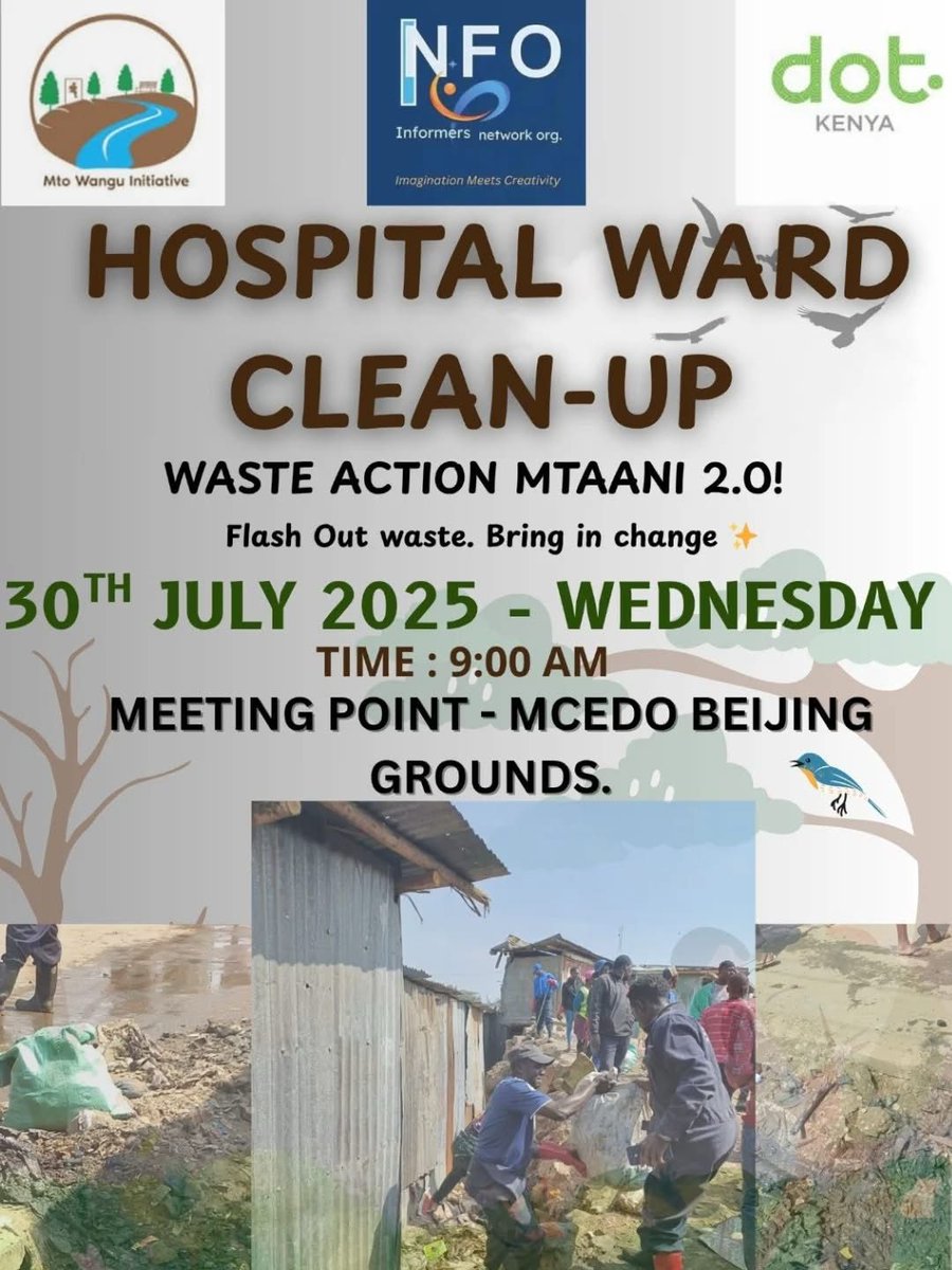 Next stop: Hospital Ward – Mathare 

We're back with another impactful #CleanUpDrive, uniting residents, youth, and partners to make our neighborhoods cleaner, safer, and more sustainable.
This time, we're teaming up once again with @DOT Kenya and Informers Network Organization