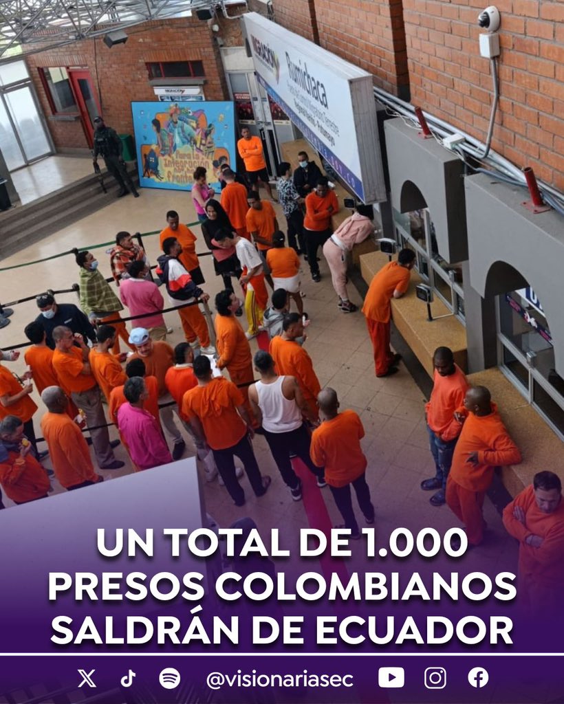 visionariasec's tweet image. #ATENCIÓN | El SNAI confirmó este 26 de julio que inició la deportación de 1.000 presos colombianos, de los cuales 700 ya salieron del país. El proceso se ampara en un acuerdo ministerial vigente desde el 2 de julio y, según el organismo, se realizó con audiencias individuales y…