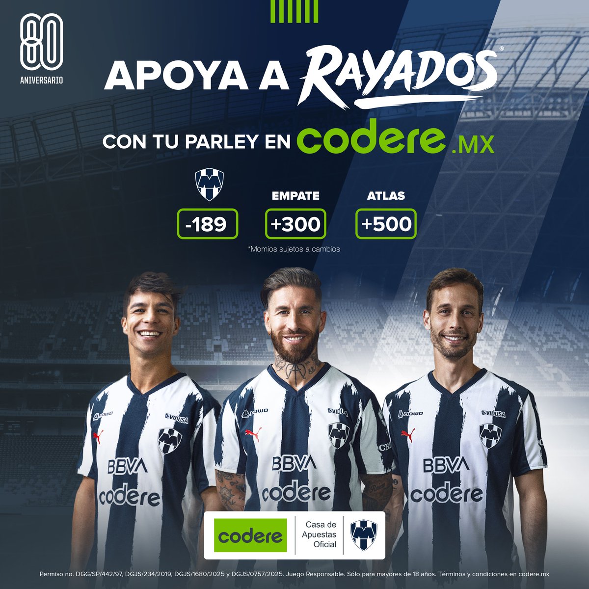 Los momios @coderemx del partido 📲 brnw.ch/21wUs4a

¡Vamos, Monterrey!💙