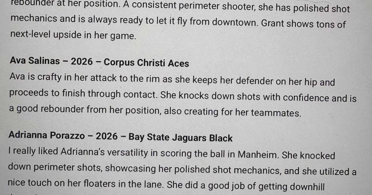 ava (@avajayy) on Twitter photo THANK YOU <a href="/JrAllStarBB/">Jr. All-Star Girls Basketball</a> for the UA RISE FINALS write up!!🏀🏀 <a href="/CoachLMarshall/">Coach Marshall</a> <a href="/cavery_3/">creight</a> <a href="/CCTXACES/">Corpus Christi Aces Basketball</a> <a href="/madridmichaelj/">Michael Madrid</a> <a href="/Coach_VaL/">Valerie Huizar</a> <a href="/MSUTexasWBB/">MSU Texas Women’s Basketball</a> <a href="/Ranger_WBB/">Ranger College Women’s Basketball</a> <a href="/ryanweiss40/">Coach Ryan</a> <a href="/Lady_Runners/">AngelinaWBB</a> <a href="/RowanWBB/">Rowan Women’s Basketball</a> <a href="/MariaWiltzius/">Maria Belt</a> <a href="/UIWWBB/">UIW Women's Basketball</a> <a href="/UTSAWBB/">UTSA Women’s Basketball</a> <a href="/UTRGVwbb/">UTRGV Women's Basketball</a> <a href="/BillBrock22/">Bill Brock</a> <a href="/Blake_Arbogast/">Blake Arbogast</a> <a href="/CoachJKite/">Coach Jorden Kite</a> THANK YOU <a href="/JrAllStarBB/">Jr. All-Star Girls Basketball</a> for the UA RISE FINALS write up!!🏀🏀 <a href="/CoachLMarshall/">Coach Marshall</a> <a href="/cavery_3/">creight</a> <a href="/CCTXACES/">Corpus Christi Aces Basketball</a> <a href="/madridmichaelj/">Michael Madrid</a> <a href="/Coach_VaL/">Valerie Huizar</a> <a href="/MSUTexasWBB/">MSU Texas Women’s Basketball</a> <a href="/Ranger_WBB/">Ranger College Women’s Basketball</a> <a href="/ryanweiss40/">Coach Ryan</a> <a href="/Lady_Runners/">AngelinaWBB</a> <a href="/RowanWBB/">Rowan Women’s Basketball</a> <a href="/MariaWiltzius/">Maria Belt</a> <a href="/UIWWBB/">UIW Women's Basketball</a> <a href="/UTSAWBB/">UTSA Women’s Basketball</a> <a href="/UTRGVwbb/">UTRGV Women's Basketball</a> <a href="/BillBrock22/">Bill Brock</a> <a href="/Blake_Arbogast/">Blake Arbogast</a> <a href="/CoachJKite/">Coach Jorden Kite</a>