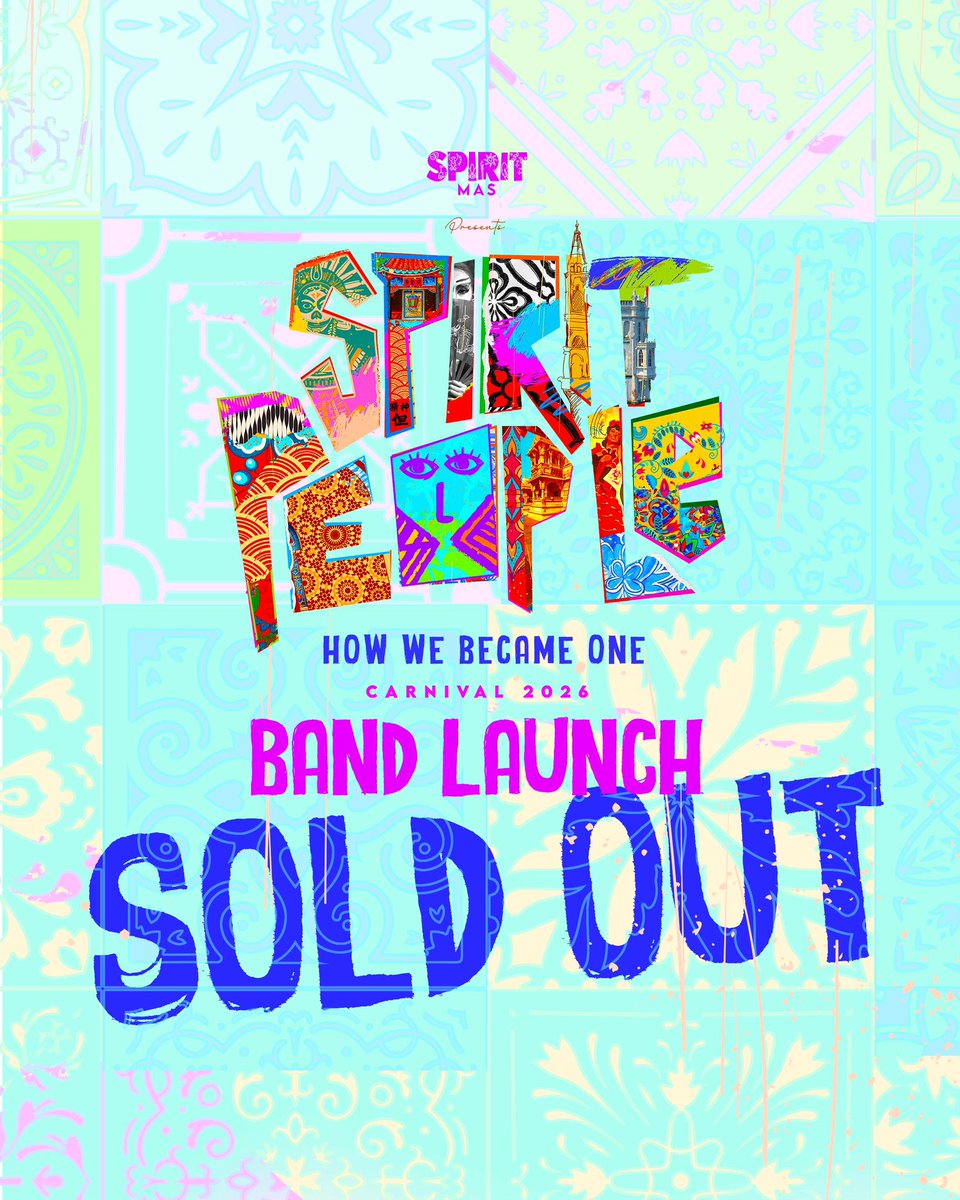 SpirittMas's tweet photo. SPIRIT People the band launch is officially SOLD OUT.

🎭 SEE YOU TONIGHT at Drew Manor, 9PM! 🕘 

#SPIRITMas #SPIRITPeople #DDay #TrinidadCarnival2026 https://t.co/XJiTMqdiEK