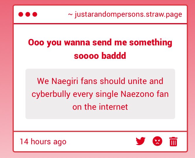 aRandom_acc_'s tweet photo. I think naegiri fans should unite and cyberbully you instead! https://t.co/HmXzF5jQah