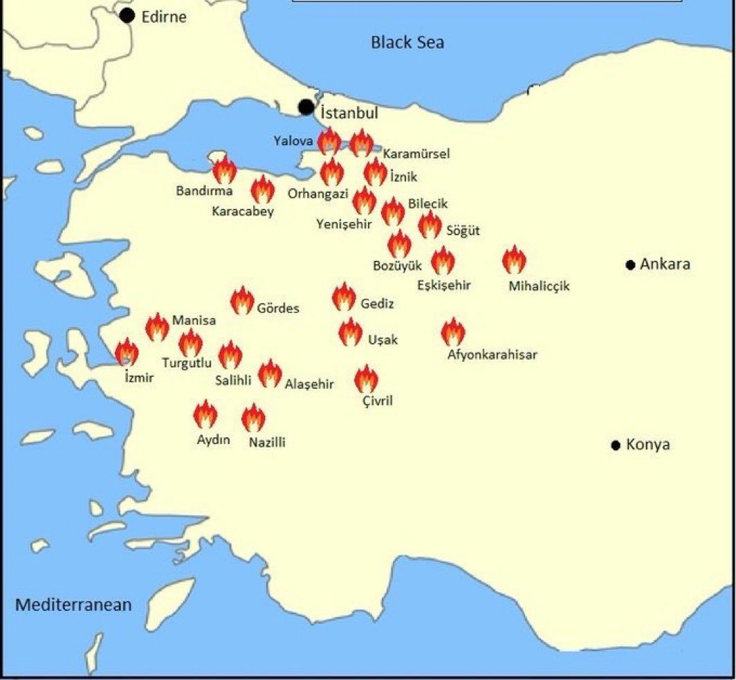 Cennet Türkiye'mizin birçok ilinde bu kadar yangının  çıkması hiçte bana tesadüf gibi gelmiyor.

Vatandaş olarak şüpheli, gördüğünüz durumları emniyet güçlerimize bildiriniz...

Allahım Türkiye'mizi sen koru. Hainlik edenlere, fırsat ve imkân verme.

Çok geçmiş olsun Türkiyem...
