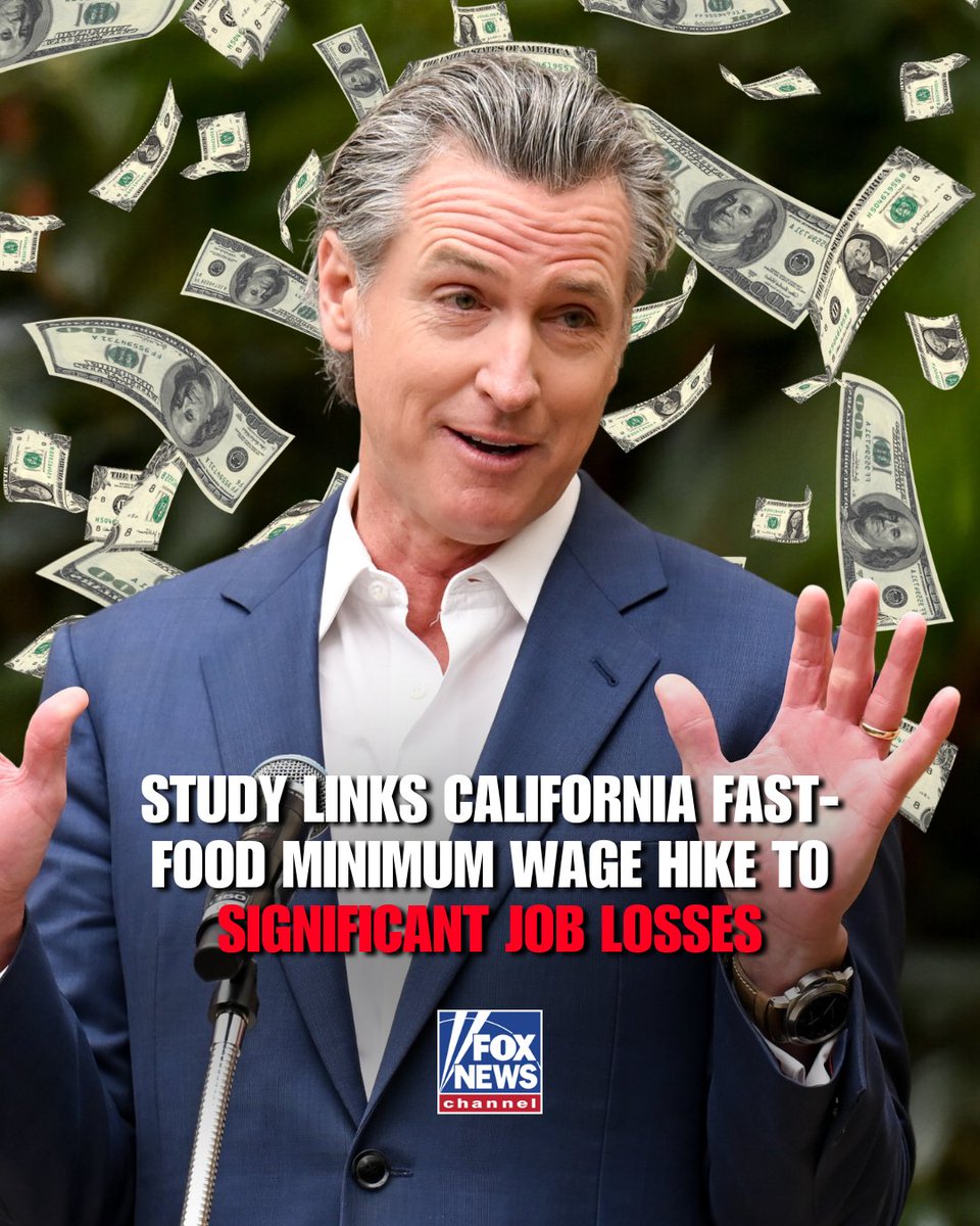 WAGE WHOPPER: Experts say California’s $20 fast-food wage hike has resulted in 18,000 fewer jobs since April 2024 — a 3.2% drop, far steeper than losses in other states' fast-food sectors.