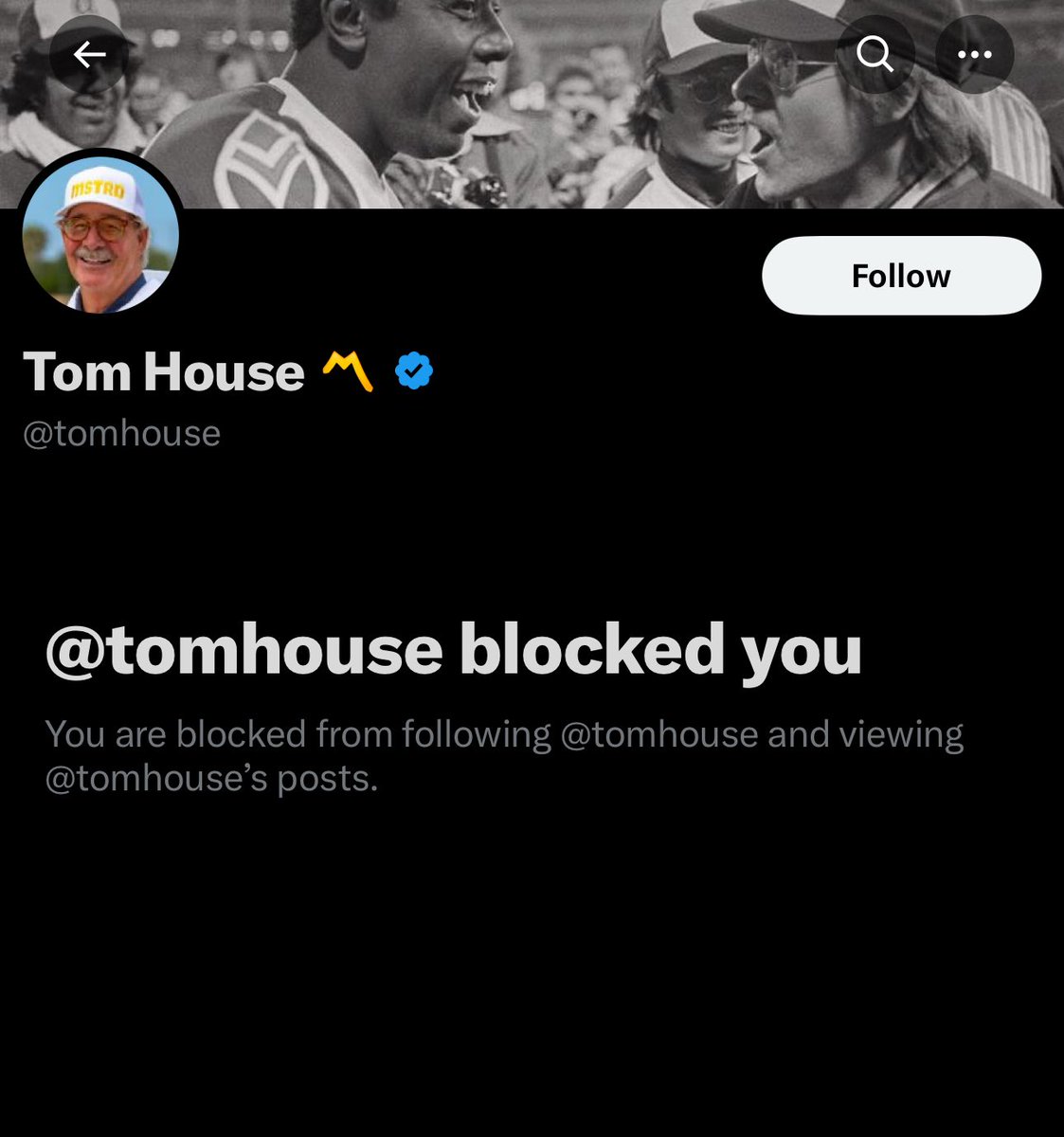 Still love that Tom blocked me