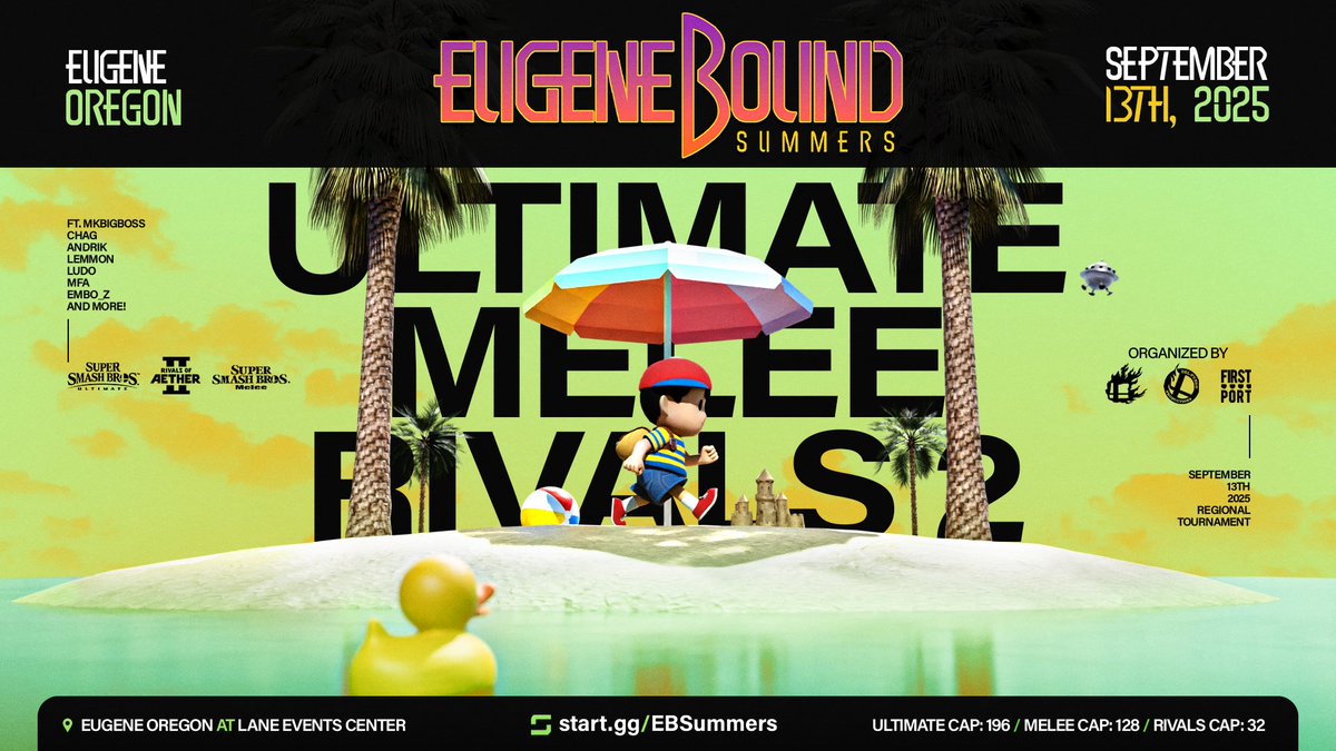 We will be giving away a full entry and housing for Eugene Bound Summers this Thursday!!  (housing will Be included*)

You can pre register here start.gg/RBKT winner will
Be  picked the day off 

More details on housing later !!!