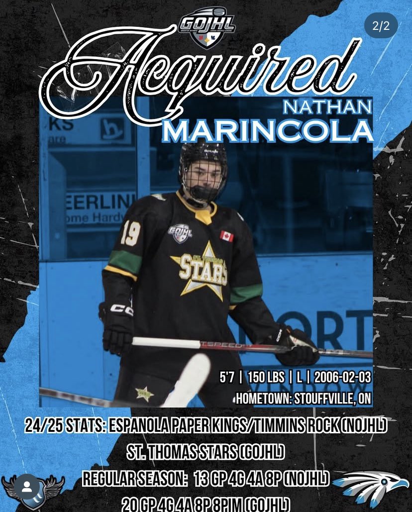 🚨ACQUIRED! We welcome experienced 2006 forward Nathan Marincola via trade!