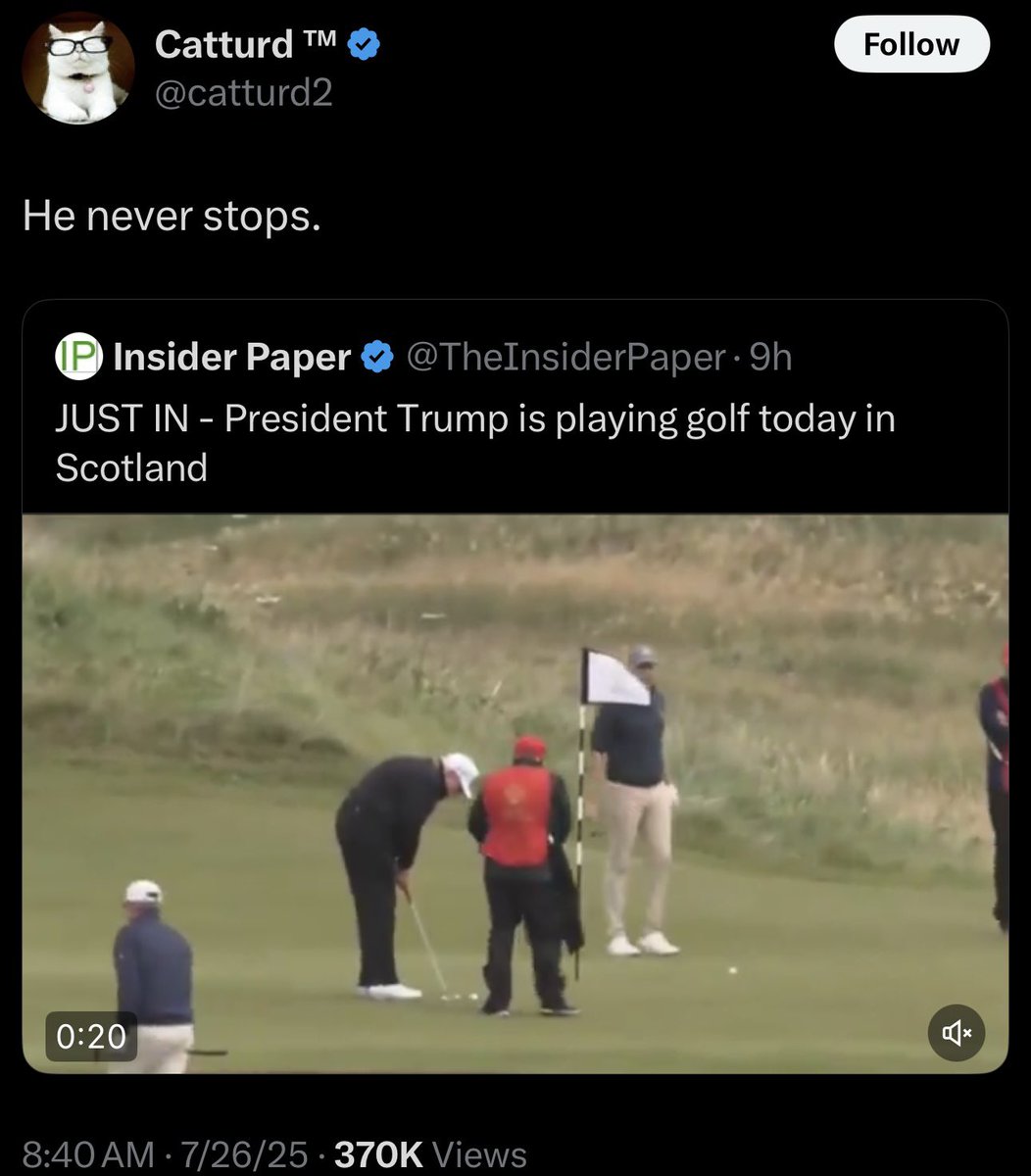 This is true. He never stops playing golf at taxpayer expense.