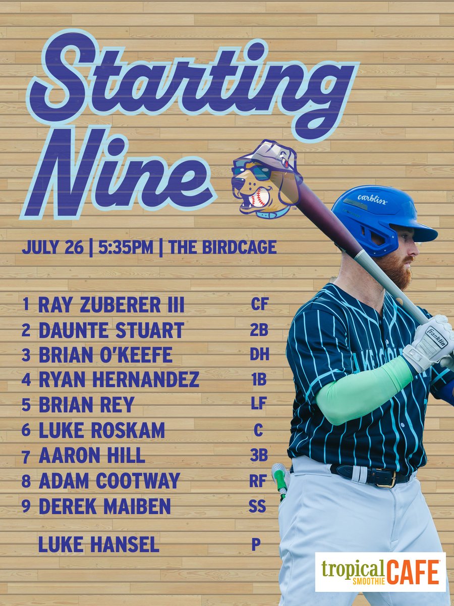 DockHounds's tweet image. Tonight's Starting Nine brought to you by Tropical Smoothie Cafe of Oconomowoc.
#LakeLoyal