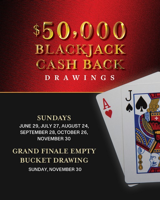 Join us July 27  from 8:30pm - 11pm for our $50,000 Cash Blackjack Cashback Drawings! ♠️♥️♣️ #Indianapolis #casino #PlayLegendary