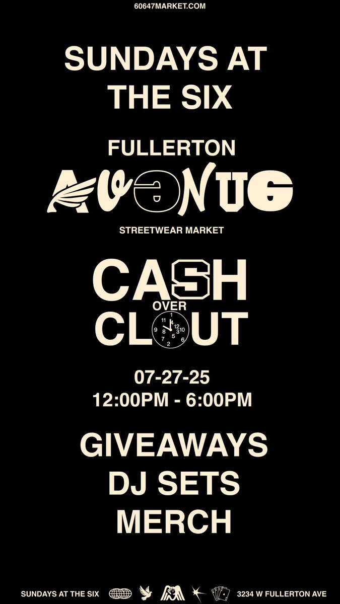 CashOverClout's tweet photo. Tomorrow (Sunday July 27th) I have a pop up shop at Fullerton Avenue Market. Located at 3234 w. Fullerton Ave. I’ll be there from noon to 6pm! We’ll have free food, and free giveaways. Slide #CashOverClout https://t.co/3PgBElxYSo