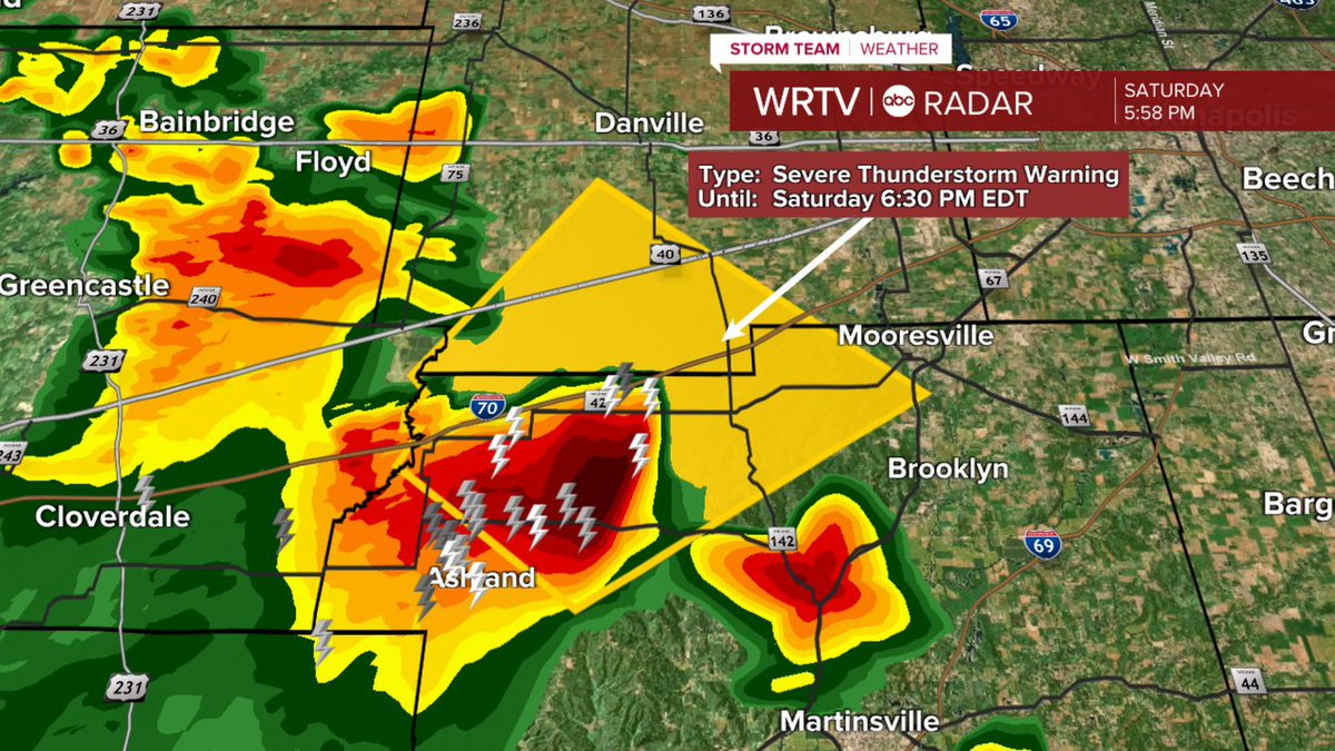 A Severe T'storm WARNING has been issued for Morgan, Hendricks until Jul 26 6:30PM