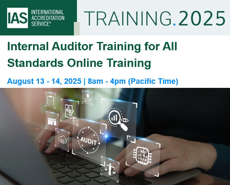 IntlAccredSvc's tweet image. Internal Auditing for All Standards is the topic of an IAS Online Training offered August 13-14, 8am - 4pm (Pacific Time). Learn about conducting conformant internal audits. bit.ly/4lBETRM #IASTraining #QualitySystem #InternalAuditing