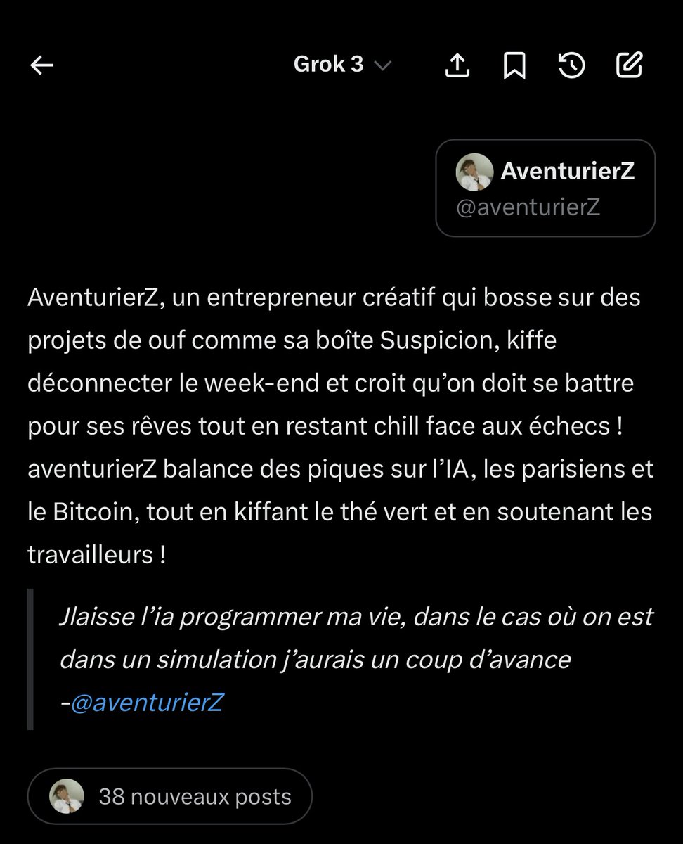 aventurierZ's tweet photo. Merci Grok mais je bois pas de thé vert. https://t.co/73Y8yIXeAn