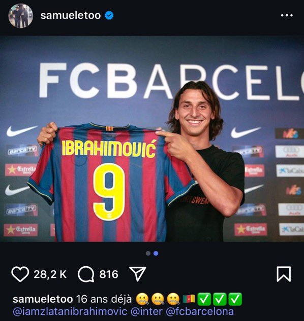 FCIM_World's tweet image. صامويل ايتو عبر IG:-

&quot;16 سنة بالفعل 🤐🇨🇲✅&quot;