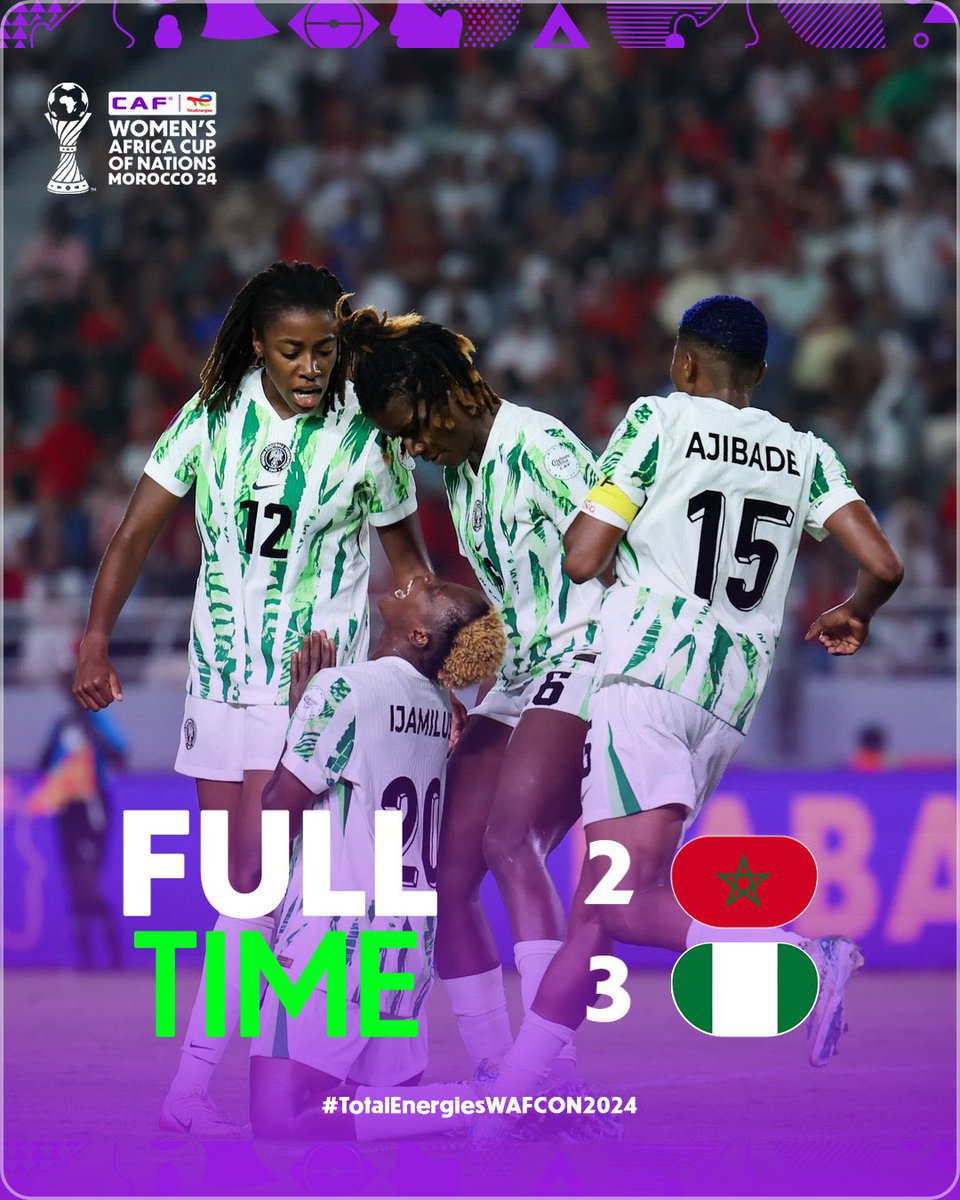 papichulo4224's tweet image. Congratulations to Super falcons 🦅
Miracle in Morocco 🇲🇦
Winning is synonymous to President Ahmed Tinubu 👏
Congratulations to Nigeria 🇳🇬