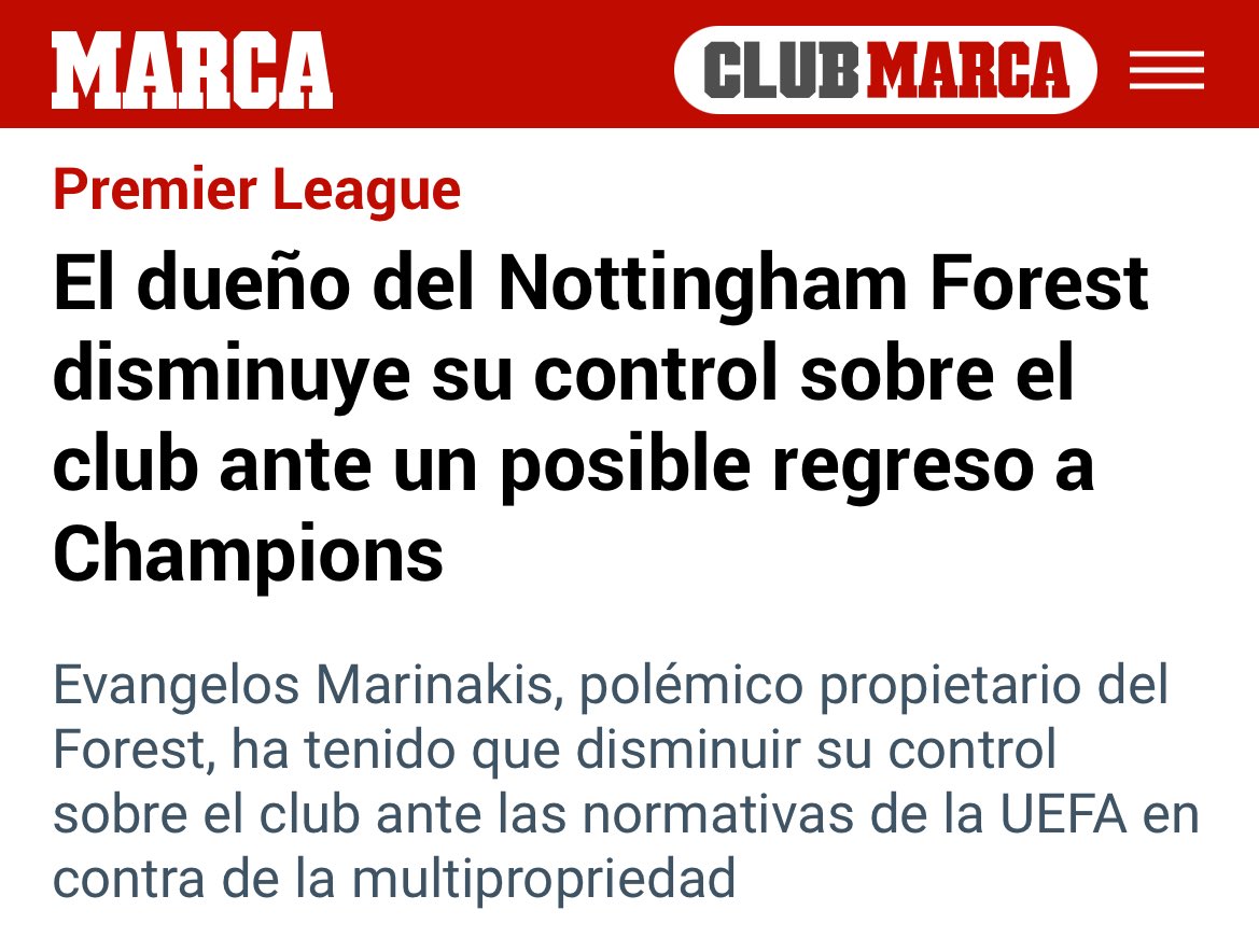 Marinakis: Disminuye su control del Forest para cumplir las normas de la UEFA

Also Marinakis: anuncia como ‘OWNER’ del Forest la renovación histórica de Gibbs-White

Para reflexionar sobre las “normas” de la UEFA con respecto a la multipropiedad.