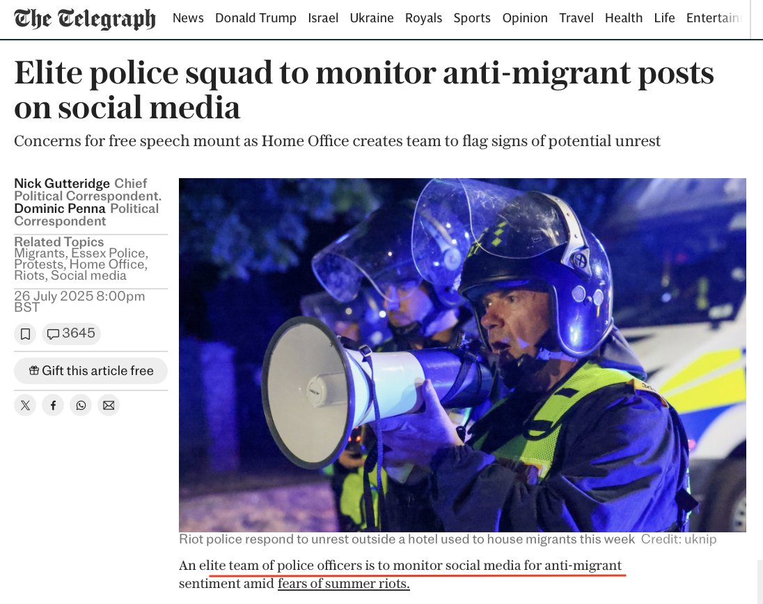 It's official. The UK is now officially a police state. It has become precisely what Orwell warned about. Criticize mass migration and you can expect the police to come to your home. And judges will give longer sentences for wrong think than many violent crimes.