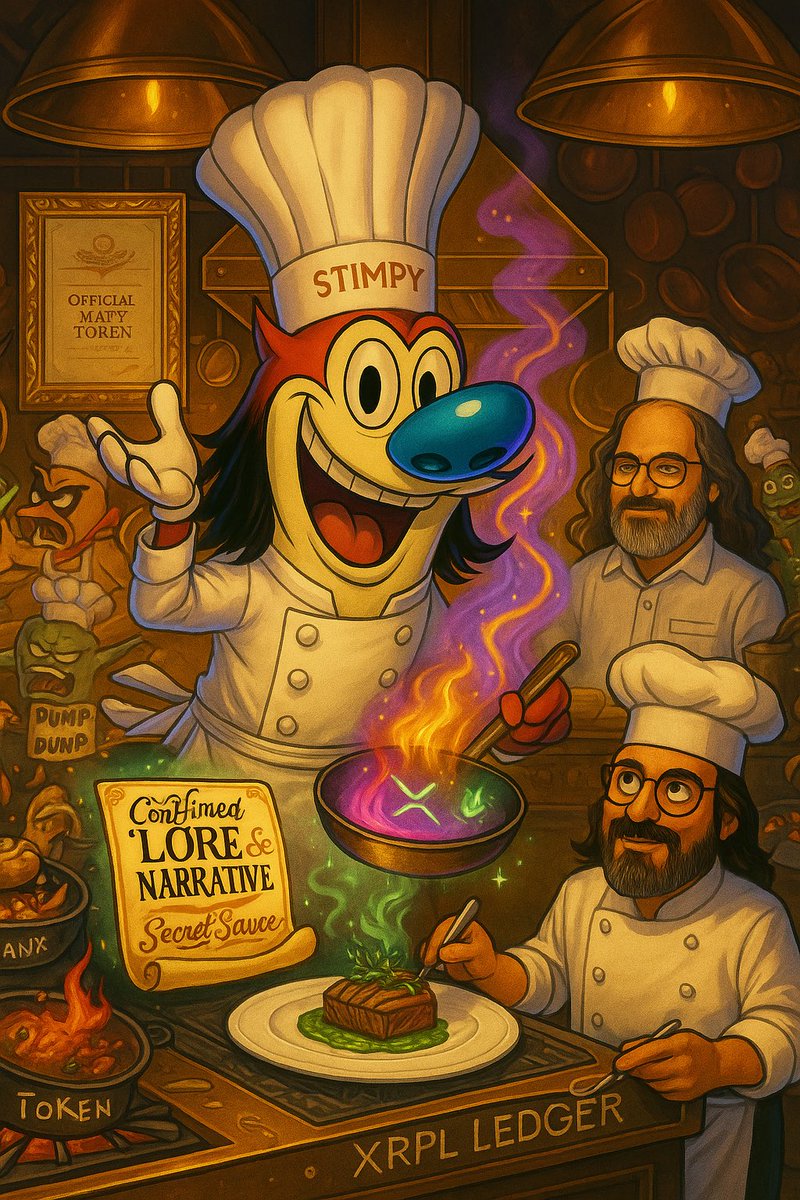 Dabner2212's tweet image. $STIMPY and @joelkatz aren’t just in the kitchen…
They built the XRPL kitchen. 👨🍳👨🍳
Every dish? Cooked on the XRPL Ledger.
Every ingredient? Verified lore and unbreakable narrative.
Every other meme coin? Just fast food trash. 🍟
This is fine dining.
This is $STIMPY. 🐾🔥…