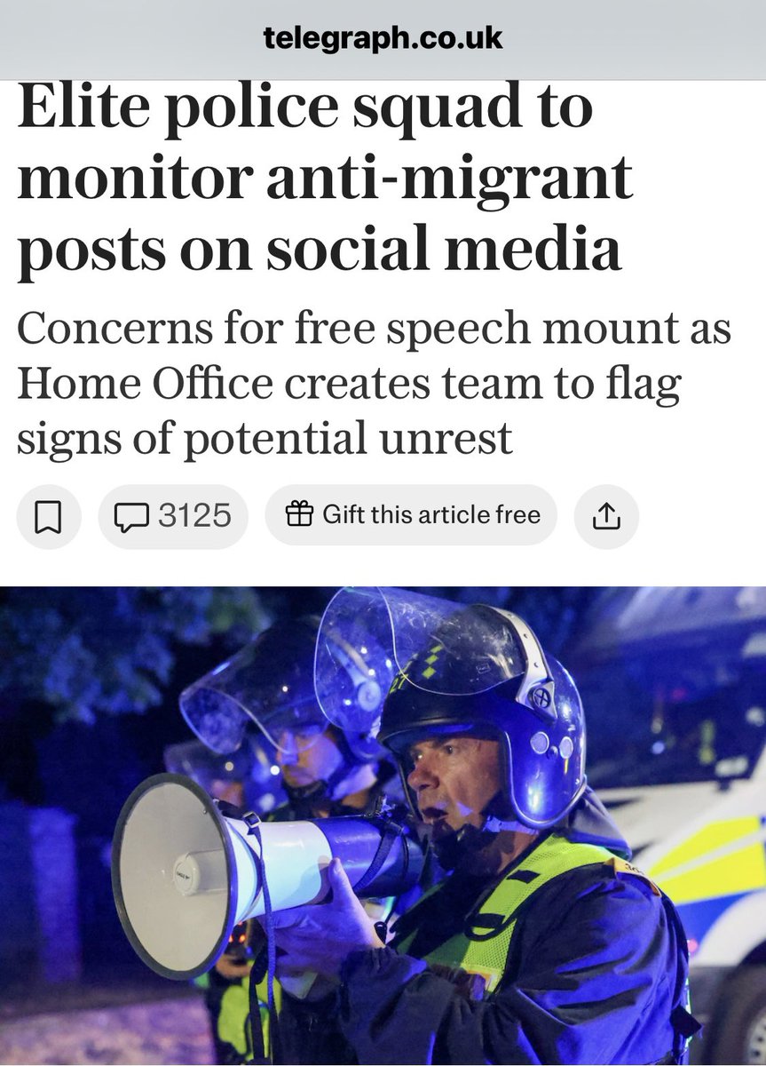 There was no ‘Elite police Squad’ protecting the Southport girls.

There was no ‘Elite police Squad’ protecting the Grooming gang victims.

There is no ‘Elite police Squad’ protecting our borders. 

But now there is an ‘Elite police Squad’ monitoring your opinions on X 

TYRANNY