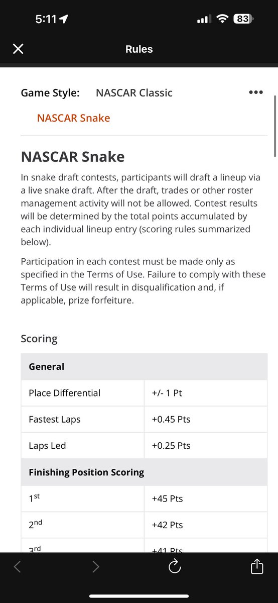 Husker_Zeeb's tweet image. NASCAR Snake drafts added by @DraftKings! Just did one quick, easy and fun. Love this concept. Would love to see more daily fantasy draft style like this! @NascarGambling