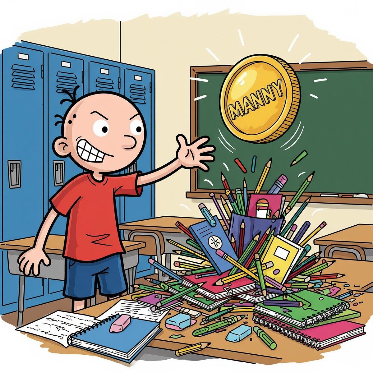 T-minus ONE day until $MANNY launches! Manny’s flipping coins like a Wimpy Kid pro! 💰 Ready to join the fun? Drop tomorrow, July 27! #MANNYCOIN #WimpyKidVibes #Countdown