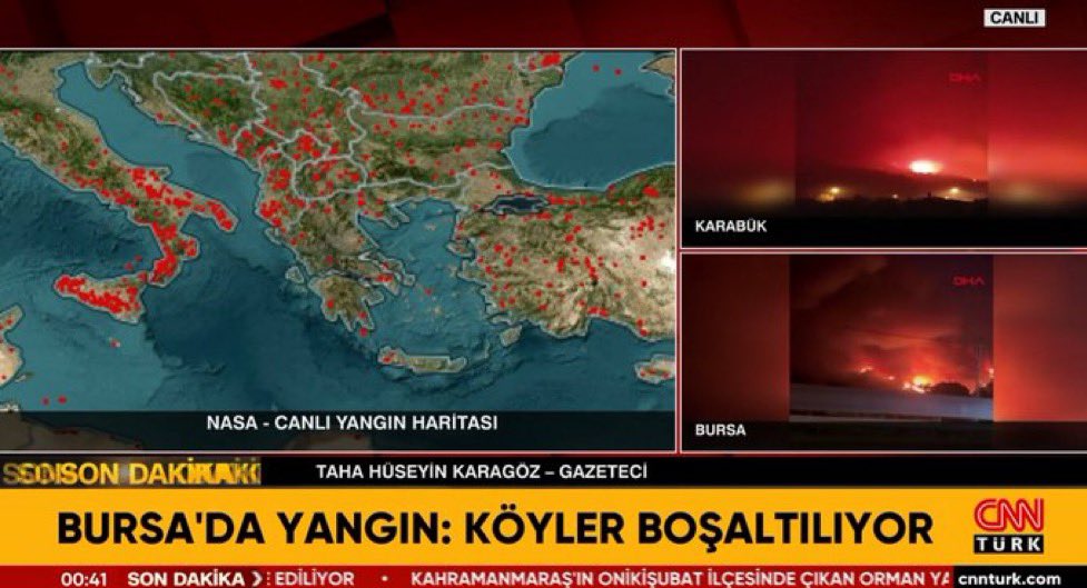 CNN Türk, NASA'nın ısı haritasını canlı yangın haritası olarak ekrana verdi.

Akılları sıra “aaa bakın tüm dünyada zaten yangın var” algısı oluşturmaya çalışıyorlar.

Siz gerçekten gördüğüm en kötü kalpli insanlarsınız. Derdiniz ülke değil, derdiniz kendi koltuklarınızı korumak.