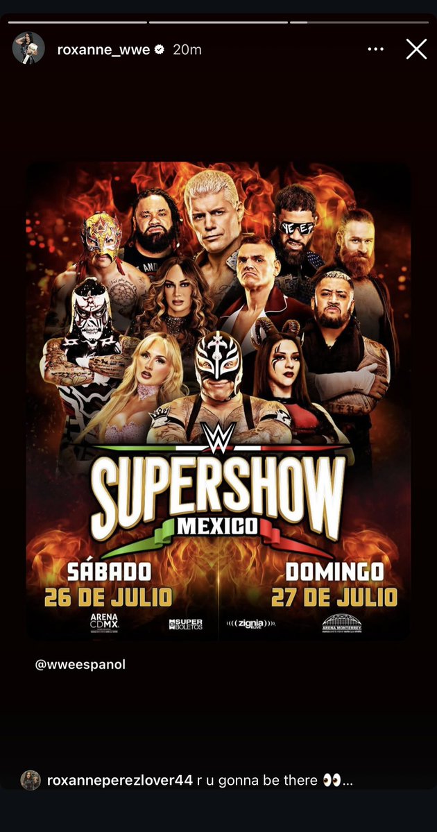 iFollowSP0RTS's tweet image. Roxanne Perez will be at todays Mexico super show