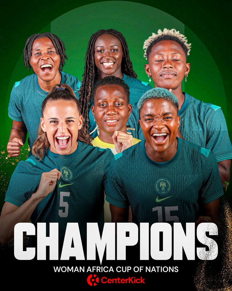 Centerkick_'s tweet image. MISSION X ACCOMPLISHED ✅️ 🎉
The Super Falcons are champions of Africa for the 10th time 👏 🇳🇬
Winning the 10th title in style as they become the first women's team to overturn a 2-goal deficit to win in a knockout stage of the WAFCON 🔥 👌
#Centerkick #WAFCON