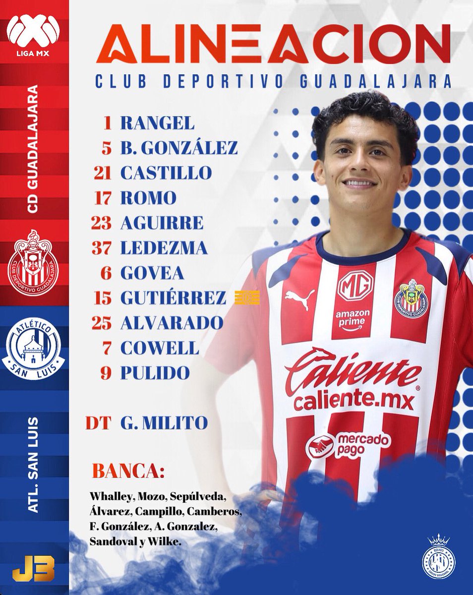 ChivasUniverse's tweet image. 🚨⚔️: #ALINEACION | Gabriel Milito no aprende de la derrota ante León y hoy presenta la misma alineación que en la jornada pasada. Nuevamente dejó a Ledezma como lateral derecho, deja al equipo sin un elemento ofensivo/creativo en mediocampo para jugársela con Govea y sorprende…