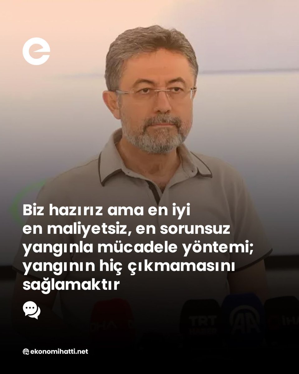 ⭕️ Tarım ve Orman Bakanı İbrahim Yumaklı:

🗣️ "Biz hazırız ama en iyi, en maliyetsiz, en sorunsuz yangınla mücadele yöntemi; yangının hiç çıkmamasını sağlamaktır”