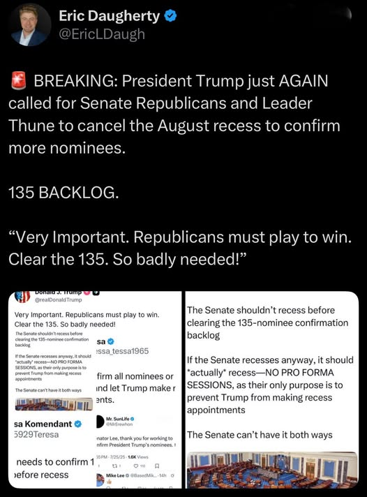 snowball1926's tweet image. It's a shame President Trump has to call for them NOT to take a recess. They haven't finished their work from the winter! Get off your butts and do some work! @senategop
