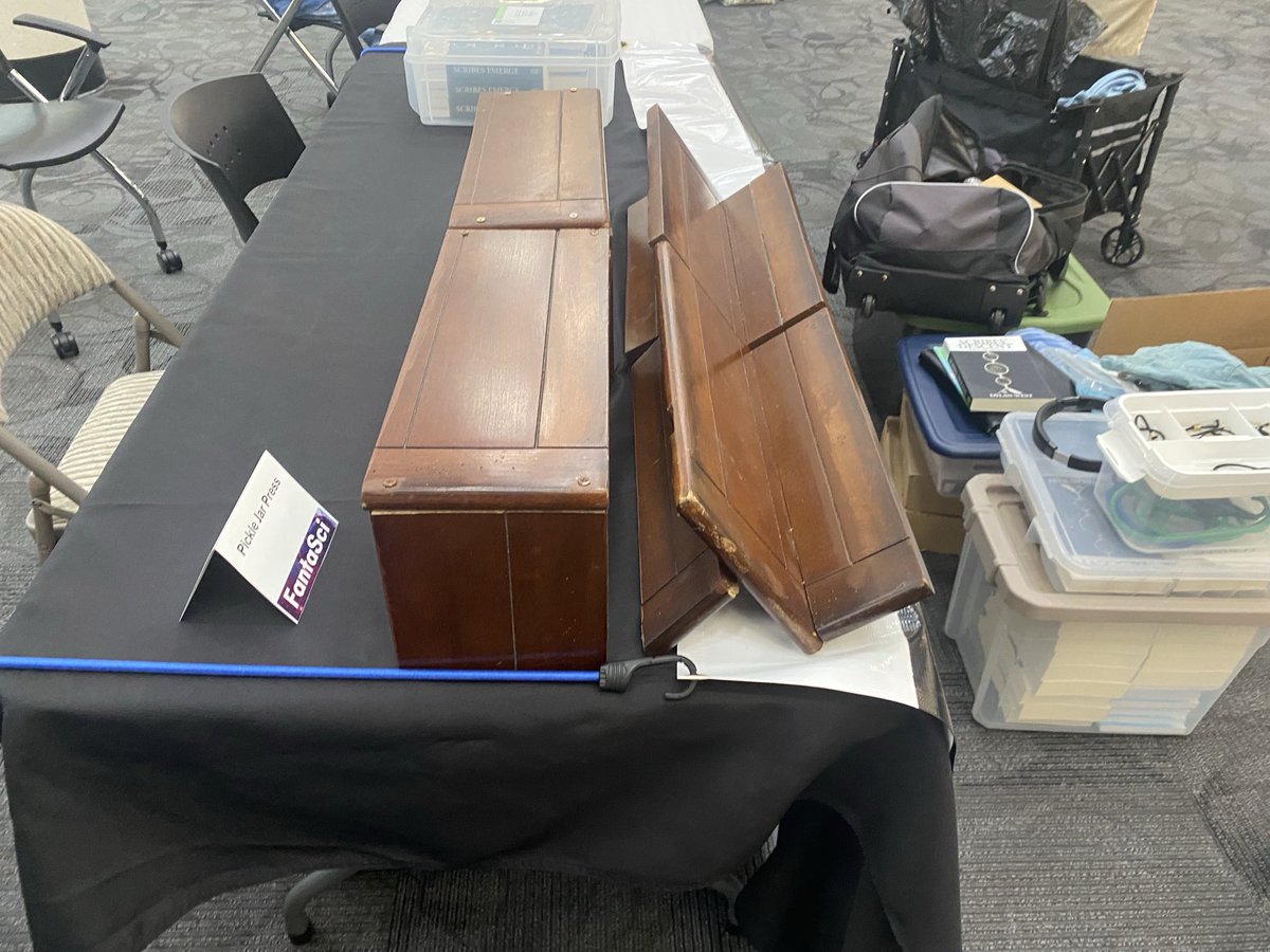 Dylan West (@dylanwestauthor) on Twitter photo Scribes Emerge came to the FantaSci comicon today. Check out my new table setup. I made these wooden shelves myself, copying the design from <a href="/JamesAllenMaxey/">James Maxey</a> Scribes Emerge came to the FantaSci comicon today. Check out my new table setup. I made these wooden shelves myself, copying the design from <a href="/JamesAllenMaxey/">James Maxey</a>