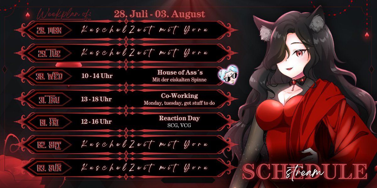 Juna Furkuro (@junafurkuro) on Twitter photo Streamplan für die Vor-Urlaubswoche!
Am Mittwoch gehts rund in Dark Pictures mit <a href="/Icylia_Webster/">IcyHime | GER Spider Vtuber |🕸️👑❄️</a> - hoffentlich werden wir nicht kalt gemacht 🫣 Mittwoch gibt´s Co-Working und vielleicht ein Sneak Peak?🧐Freitag machen wir den letzten Streamo für die nächsten 2 Wochen
Seid Dabei! Streamplan für die Vor-Urlaubswoche!
Am Mittwoch gehts rund in Dark Pictures mit <a href="/Icylia_Webster/">IcyHime | GER Spider Vtuber |🕸️👑❄️</a> - hoffentlich werden wir nicht kalt gemacht 🫣 Mittwoch gibt´s Co-Working und vielleicht ein Sneak Peak?🧐Freitag machen wir den letzten Streamo für die nächsten 2 Wochen
Seid Dabei!