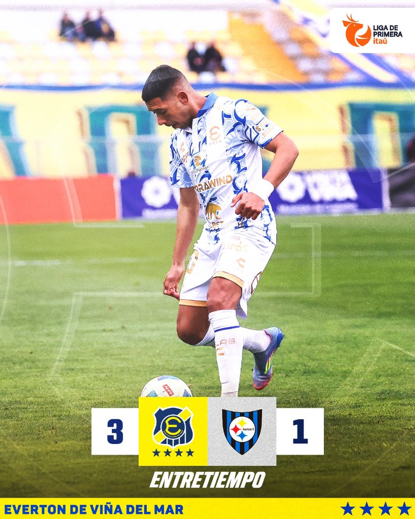 evertonsadp's tweet image. ET ⏱️ • ¡Final de la primera mitad en Sausalito! 🏟️

⚽️ • S. Sosa (x2) y C. Palacios

Fecha 17 📌 #LigaDePrimeraItaú ⭐️

#EVEvsHUA 🔵🟡 3-1 ⚫️🔵

🔹️ #YoCreoEnElEforé • #VamosEverton • #Evertonízate 🔸️