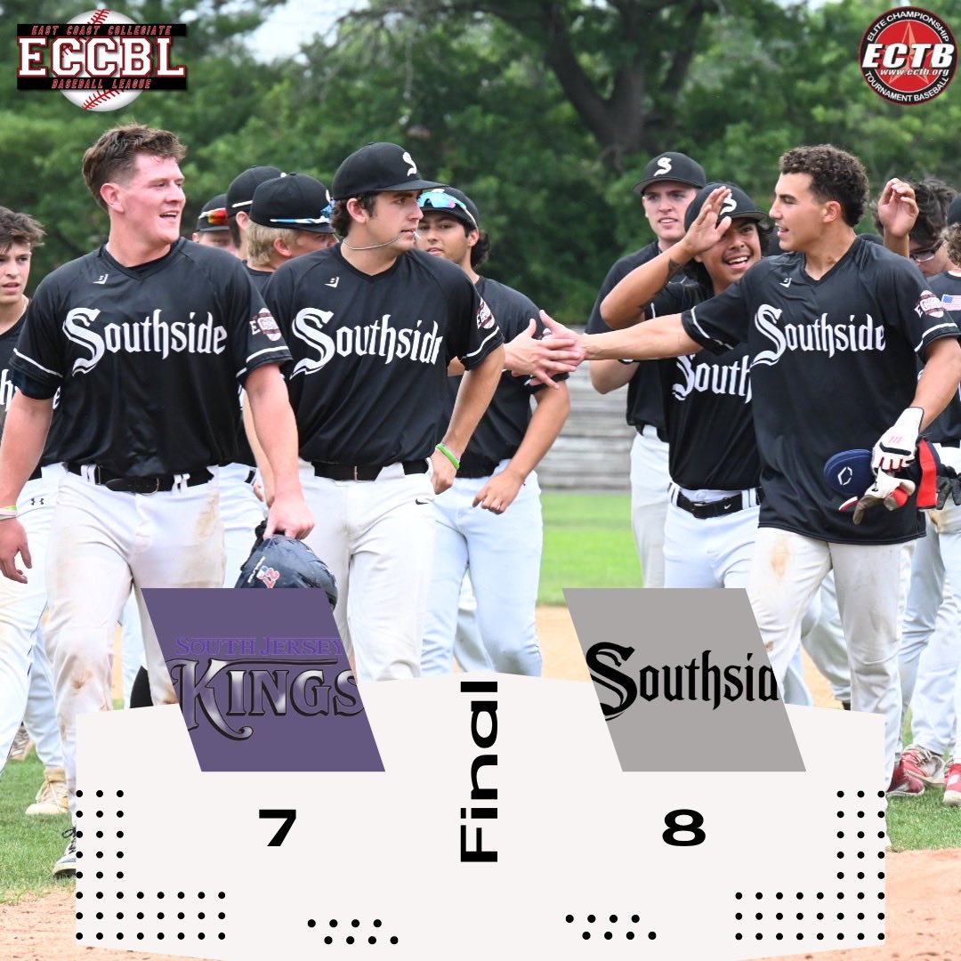 eccbl's tweet image. Southside is going to the “SHIP”. Southside defeats SJ Kings to advance to the East Coast Collegiate League Championship Game 🏆🔥⚾️