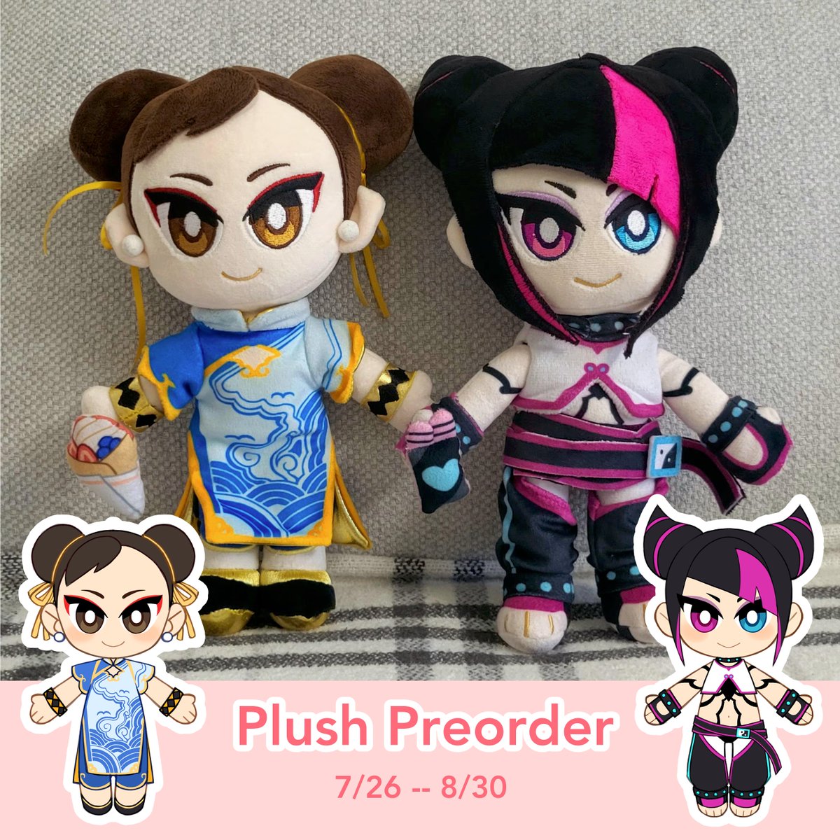 deepseasecret's tweet image. Hello everyone!! Chun Li and Juri plushies preorders are now ready! Link below ~ 💙💜 Shares are appreciated! #StreetFighter #SF6 #ChunLi #JuriHan