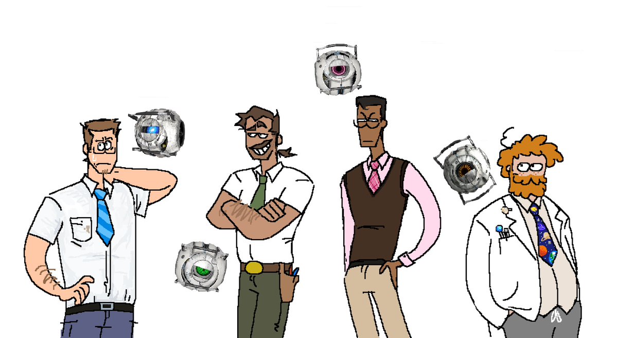 pileofslop's tweet image. my take on the human portal 2 cores