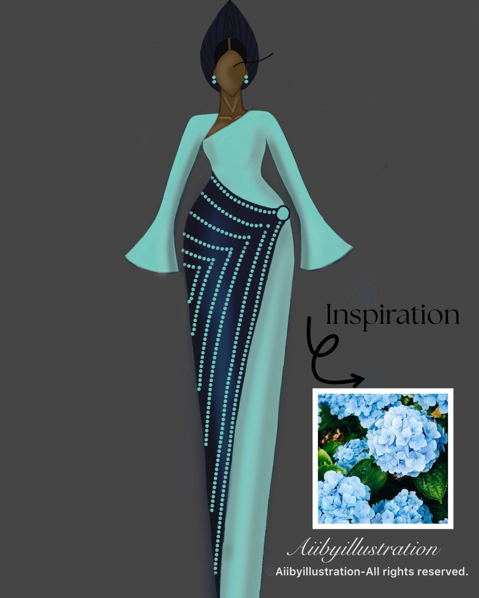 aiiby1's tweet image. Five days of flower inspired Aso Oke outfits. 
DAY 4 - BLUE HUDRANGEA MACROPHYLLA.

This flower is delicate, romantic, rich , soft, and has a velvety finish. Perfect for an elegant Yoruba bride✨

#fashionillustration #asooke #owambe #digitalillustration