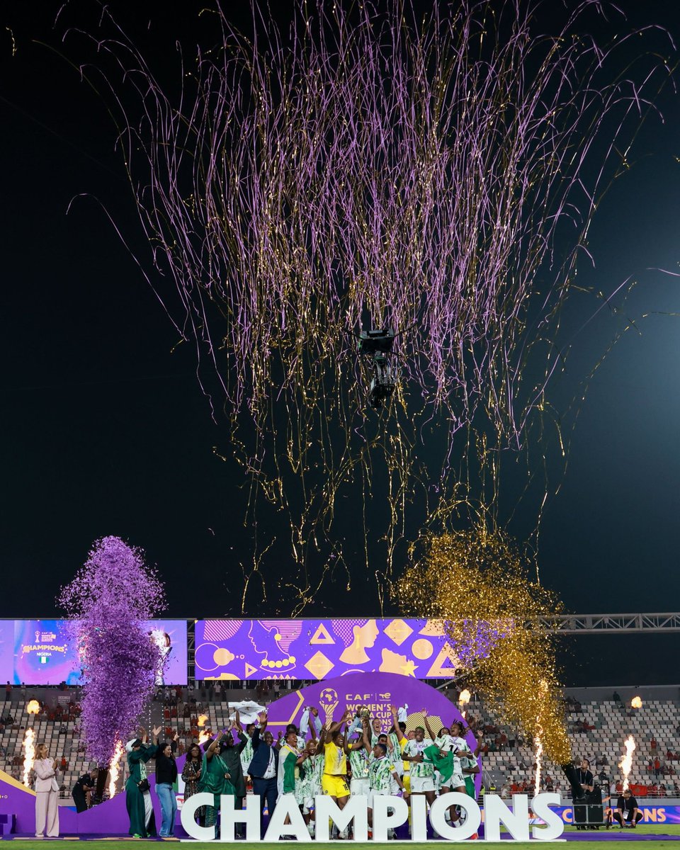 LadiesMarch's tweet image. CHAMPIONS again! 🏆🇳🇬
The Super Falcons win their 10th title, adding to their legacy as the most successful team in the competition’s history.
🏆 Titles: 1998, 2000, 2002, 2004, 2006, 2010, 2014, 2016, 2018, 2024
#TotalEnergiesWAFCON2024 #SuperFalcons #LMReport #MissionX