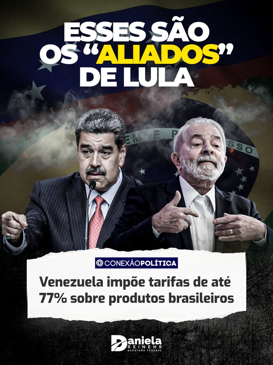 Até o "amigo" de Lula?? 🤦🏼‍♀️

Sem aviso e atropelando o acordo de livre comércio, o regime de Nicolás Maduro decidiu taxar pesadamente nossas exportações — prejudicando principalmente estados como Roraima, que depende do comércio com o país vizinho.

#foralula