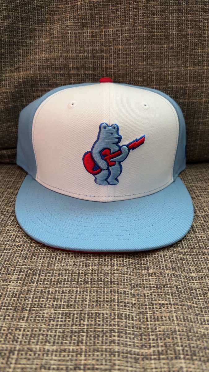 EarnedFunAvg's tweet image. The hats we wore during ProffittPalooza Jr 2025. @sambalamba had a @Cubs hat with a pink under bill. Johnny had the @McNeeseSports hat and Eric had the retro @cubs hat with the bear and guitar.